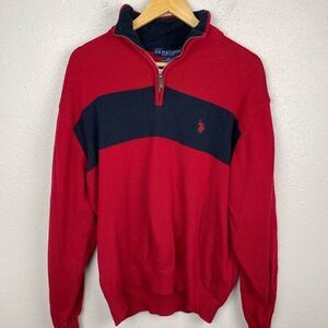 U.S. Polo Assocition Red and Navy Blue Quarter Zip Pullover Size XL EUC